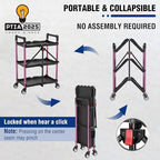 WORKPRO 3-Tier Collapsible Utility Cart, 210 LBS Cart with Wheels - Image 3