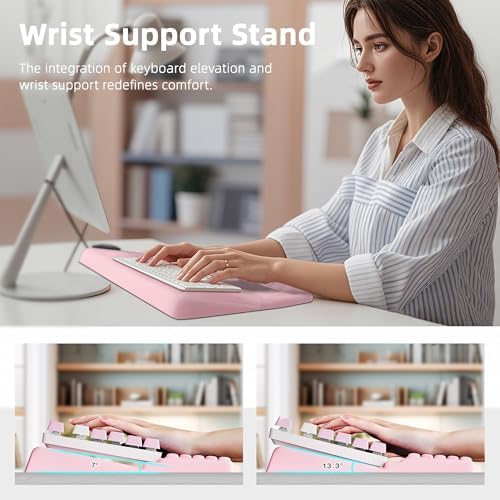 Ospelelf Keyboard Wrist Rest Pad, Comfy Ergonomic Keyboard Stand Riser Holder, Computer Wrist Support Cushion forTyping, Light Pink - Image 4