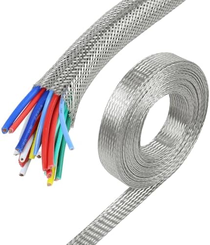 Tinned Copper Braid Cable Wire Shielding Sleeve 9/16 in Wide(0.36 ID)-15ft by BuyUneed