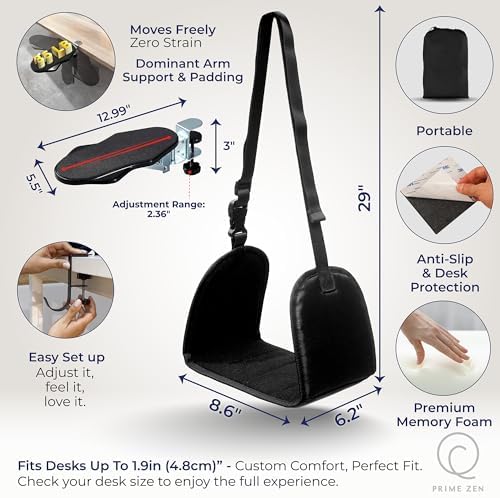 Ergonomic Foot Hammock & Arm Rest for Desk - Memory Foam Footrest Under Desk with Adjustable Elbow Support for Office Work & Gaming | Comfort Set for Everyday Relief - Image 5
