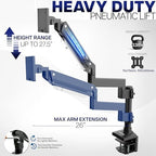 VIVO Premium Aluminum Tall Extended Monitor Arm for Ultrawide Monitors up to 49 inches and 33 lbs, Single Desk Mount Stand, Pneumatic Height Adjusting, Max VESA 100x100, Black, STAND-V101GT - Image 6