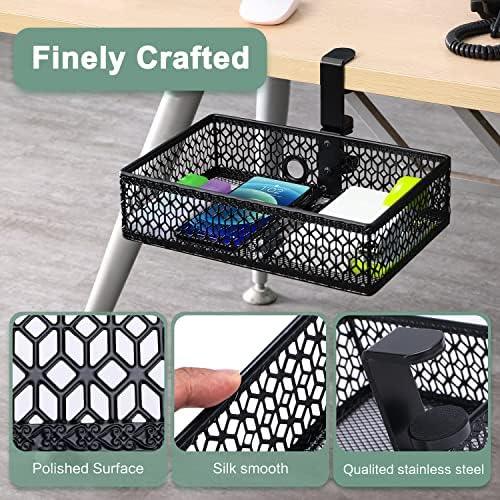 ROSYLINE Under Desk Storage Basket Hanging Drawer Tray, Clamp On Organizer - Image 5