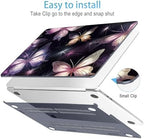 Mektron for 2026/2025/2024/2023 MacBook Air 15 INCH M5 A3448 /M4 A3241 /M3 A3114 /M2 A2941 Case, Printed Plastic Hard Shell Cover with 15.3" Liquid Retina Display Touch ID, Glittering Butterfly - Image 5