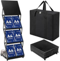 AmazingSpark Brochure Display Stand Foldable Magazine Rack Portable Double A4 Size Literature Brochure Holder Magazine Rack Metal 10 Pockets with Carrying Bag for Trade Show Exhibition Office (4-tier) by Unknown