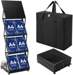 AmazingSpark Brochure Display Stand Foldable Magazine Rack Portable Double A4 Size Literature Brochure Holder Magazine Rack Metal 10 Pockets with Carrying Bag for Trade Show Exhibition Office (4-tier) by Unknown