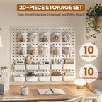 20PCS Pegboard Organizer Accessories, 10 Clear PET Jars with Lids & 10 Open ABS Bins, Fits 1/8” & 1/4” Pegboards, Wall Organizer Set for Garage, Workshop, Craft Room, Office & Home - Image 2