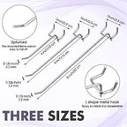 Hicarer 200 Pcs Stainless Steel Pegboard Hooks Multiple Sizes Fit 1/4" or 1/8" Pegboard Ideal for Garage Tool Organization, Wall Storage(4 Inch, 6 Inch, 8 Inch) - Image 2
