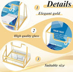 Fuyoooo 2 Pcs 4 Inches Gold Glass Brochure Holder Countertop Literature Trifold Pamphlet Stand with Business Name Card Holder Flyer Brochure Display for Magazine, Booklets, Menu, Journals Display - Image 4