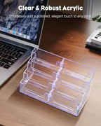 Uniclife 4 Pack Acrylic Business Card Holder for Desk 8 Slots Clear Business Card Display Stand for Men & Women Desktop Business Card Organizer Card Stand for Office Home Exhibition, 480 Card Capacity - Image 5