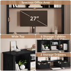 Desk Shelf with Computer Monitor Stand, 37.4''W Desktop Bookshelf - Image 3