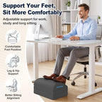 Foot Rest Under Desk, 3 Adjustable Heights Foot Stool, Gray - Image 2