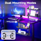 17 inch Adjustable 2-Tier Clamp On Desk Shelf with Hooks - Image 5