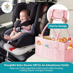 Cute Castle 2 Pack Diaper Caddy Organizer - Portable Baby Caddy Organizer with Handle, Nursery Storage Bin and Car Organizer for Girls, Boys - Baby Gift Basket - Pink, Large - Image 6