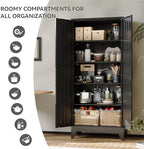 COFaR 71" Black Metal Storage Cabinet for Office, Garage and Utility Room - Image 6