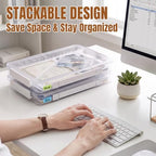 Clear Document Box, Portable A4 Paper Storage Organizer with Snap Latches, Stackable File Case for Certificates Photos Letter Size, Magazine Protector, 14.37" x 9.44" x 1.37" (2 Pack), White - Image 5