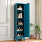 COFaR 67" Metal Narrow Storage Cabinet, Peacock Blue Slim Storage Cabinet with Magnetic Door & 4 Adjustable Shelves, Slim Freestanding Cupboard for Bathroom, Kitchen - Image 4