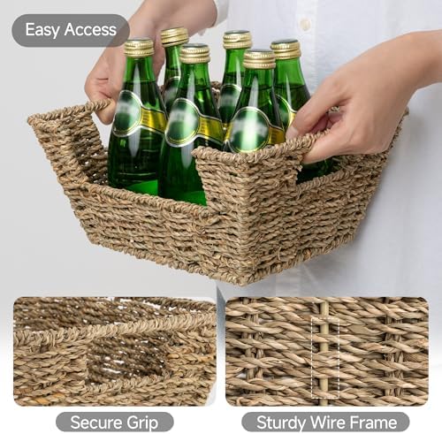 StorageWorks Wicker Storage Baskets for Shelves, Pantry Baskets, Seagrass - Image 3