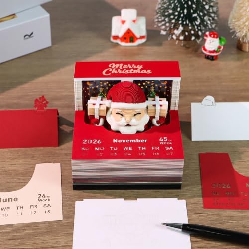 2027 3D Paper Carving Desk Calendar With LED Light (Santa Claus) - Image 2