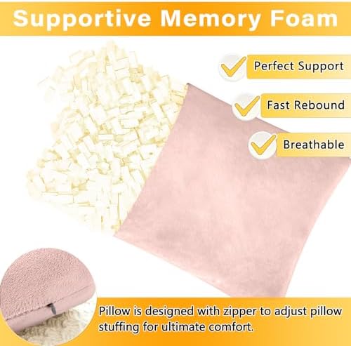 1 MIDDLE ONE 2 Pack Small Pillow, Memory Foam Mini Pillow 11 X 7 Inches for Travel, Sleeping, Nap and Neck, Knee, Lumbar Support, Tiny Cushion for Pet, Dogs (Light Pink) - Image 3