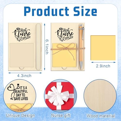 Thenshop 72 Pcs Christmas Nurse Appreciation Gifts Nurse Week Gifts Christmas Bulk 24 Inspirational Wooden Sticky Notes Holder 24 Sticky Notes 24 Ballpoint Pens for Doctor Coworker to Do List Supplies - Image 2