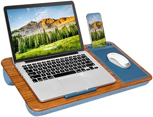 LAPGEAR Home Office Lap Desk – Espresso Blue, Fits 15.6” Laptops by LapGear