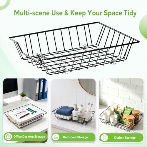 4-Pack Paper Tray Organizer for Desk, Wire Baskets and Letter Trays, Black - Image 5