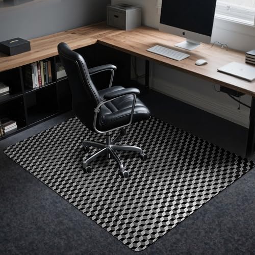 BesWin Office Chair Mat for Carpet, 48" x 60" Large Computer Desk Chair Mat for Low Carpeted Floors, Thick and Sturdy Carpet Protector for Rolling Chairs, Easy Glide Floor Mat for Home, Gaming (Black) by BesWin