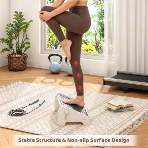 Under Desk Foot Rest, Adjustable Bamboo Ergonomic Footrest, 4 Heights - Image 4