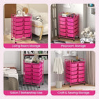 Giantex 10 Drawers Rolling Cart, Classroom Organizers, Storage Cart with Wheels, for Teacher Office Home School Supplies Tool Craft Art Paper, Hot Pink - Image 5