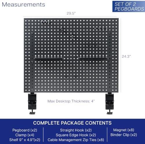 VIVO Black Clamp-on 60 x 24 inch Desk Pegboard, PP-DK30B-2 - Image 3