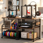 Homieasy 3D Printer Stand with Power Outlet, 23.6" x 23.6", Rustic Brown - Image 3