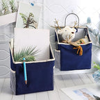 Woanger 12 Pcs Wall Hanging Storage Bag Wall Hanging Organizer Bag Over The Door Closet Basket Containers Bins with Hooks Pockets for Bedroom Bathroom, 15 x 4.3 x 8.7''(Navy Blue) - Image 2