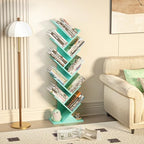 10 Tier Tree Book Shelf, Floor Standing Wood Bookshelf for Narrow Space - Image 4