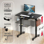 SHW 40-Inch Mobile Electric Height Adjustable Standing Desk w/Drawer, Black - Image 4