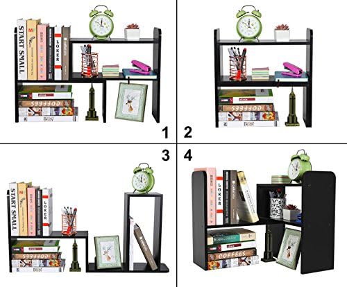 PAG-Mass Desktop Bookshelf Freestanding Wooden Countertop Bookcase Accessories Organizer Display Rack Dorm Desk Storage Shelf - Image 3