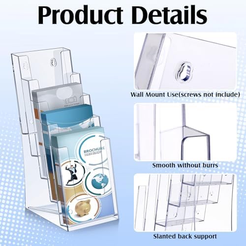 Dunzoom 2 Pcs 5 Tier Pamphlet Display Stand 4.2"x11.3" - Image 3