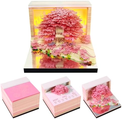 3D Calendar 2027, 3D Creative Time Piece Calendar 2027，Daily Tear-Off Memo Pad with Light, Paper Carving Desktop Decoration, 3D Art Calendar Memo Pad,Unique Holiday Craft Gift - Image 2
