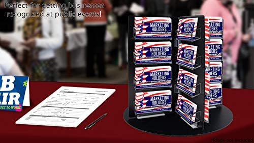 Marketing Holders Rotating Business Card Holder 32 Pocket Clear Acrylic Pockets and Black PVC Backing Counter Organizer for 3.5" x 2" Gift Cards - Image 3