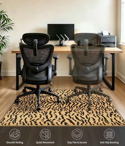 chakme Office Chair Mat for Hardwood Floor Non Slip 45"x60", Golden Tiger - Image 2