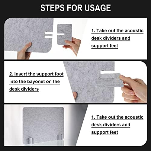 Fabbay 2 Pcs Acoustic Desk Divider Desk Partition for Students 16 x 24 Inch Table Freestanding Privacy Panel Visual Distraction and Noise Reducing for School Classroom Teacher Office (Silver Gray) - Image 6