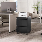 Fesbos 2 Drawers Vertical File Cabinet - Fully Assembled Black Under Desk Mobile Filling Cabinet Small Lockable Home Office File Cabinets for A4/Letter/Legal Size - Image 2