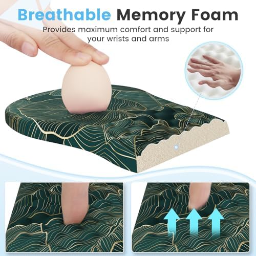 HAOCOO 3-Pcs Ergonomic Workspace Set with Wrist Support, Green - Image 4