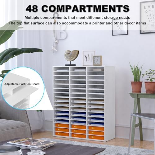 Mail Sorter Wood Literature Organizer, Student Mailbox for Classroom, Desktop Bill Paper Organizer for Office Home School, 48 Compartments, Black - Image 3
