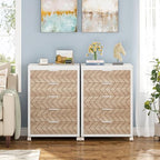Tribesigns 5-Drawer File Cabinet, Wood Mobile Storage Unit, Beige & White - Image 3