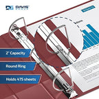 Premium Economy 3-Ring Binder, Spine Label, 2" Round Rings, Burgundy, 6 Pk - Image 2