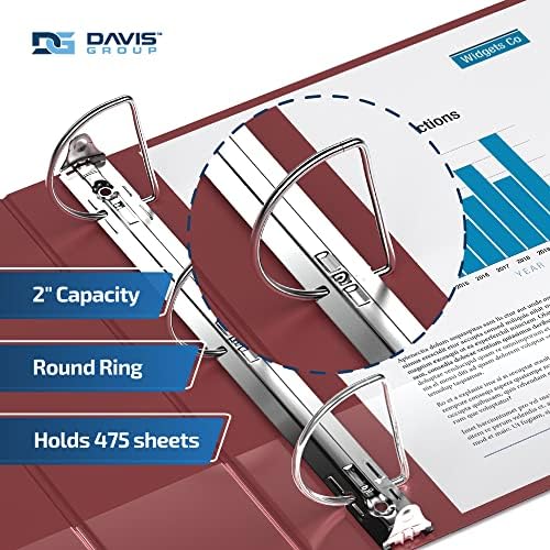 Premium Economy 3-Ring Binder, Spine Label, 2" Round Rings, Burgundy, 6 Pk - Image 2
