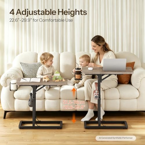 HOOBRO Adjustable TV Tray Table, C-Shaped Side Table with Foldable Tabletop - Image 4