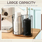 Geelin 18oz Adjustable Coffee Cup Dispenser with Wooden Base, Cup and Lid Holder, Cups Holder Organizer for Coffee Pod Straw and Lid Storage(2-Compartment Single,Color 1) - Image 3