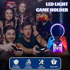 YuanDian Gamer Gifts for Teenage Boy, Desk Gaming Headset and Controller Stand with Blue Pink LED Night Light, Acrylic Wooden Controller Holder with PCB Pattern, Desk Decor Gift (Customized) - Image 5