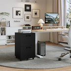 DUMOS 2 Drawer Storage Cabinet, Rolling Under Desk Storage, Black - Image 2